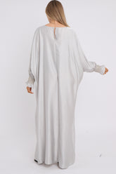 WOMENS GATHERED SLEEVES ABAYA GREY